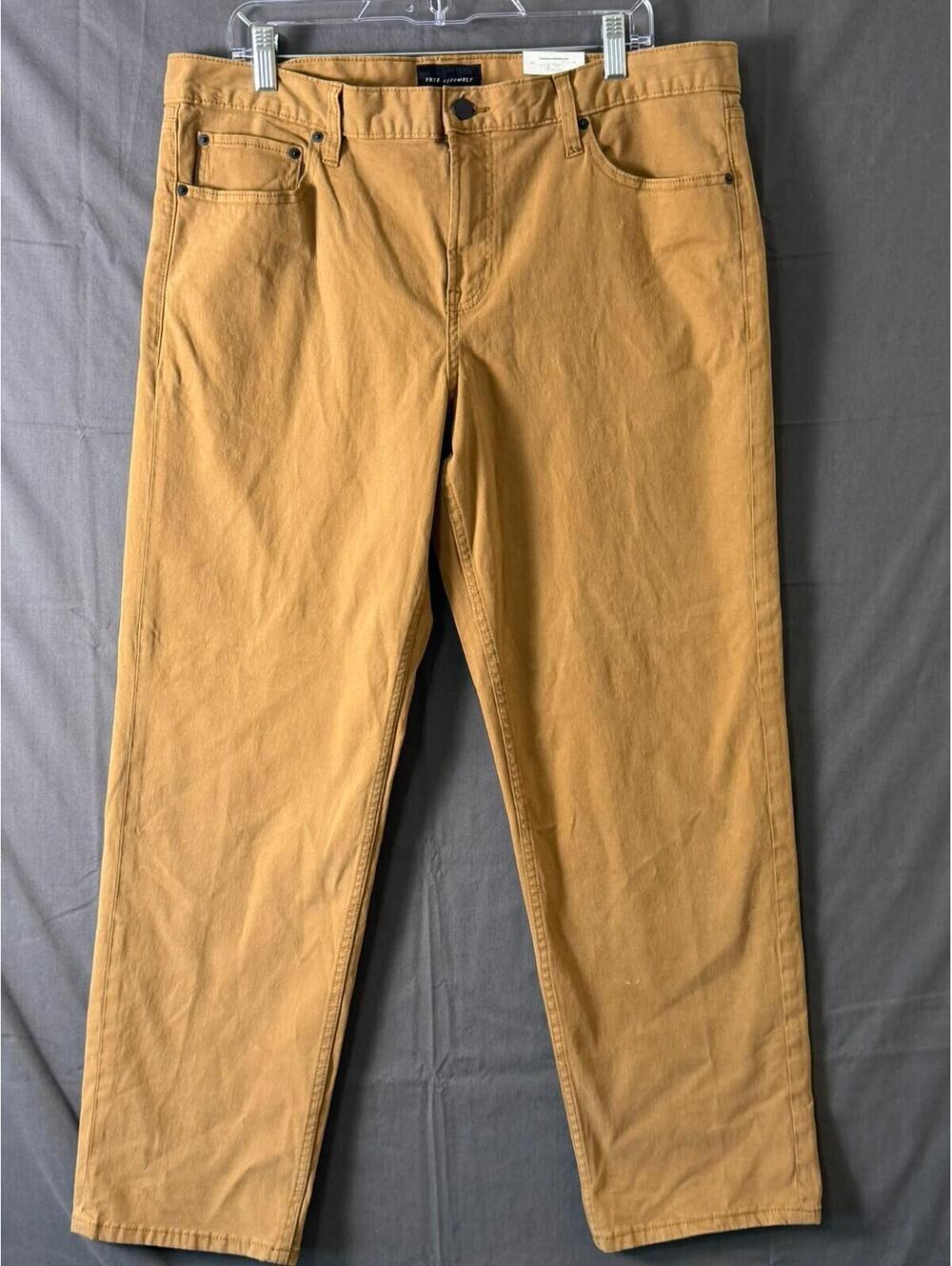 Free Assembly 5‑Pocket Pants – Men’s 38x30, Brown Field, Stretch Twill, Casual